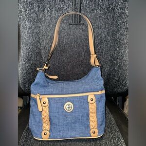 Giani Bernini Blue and Tan Shoulder Bag